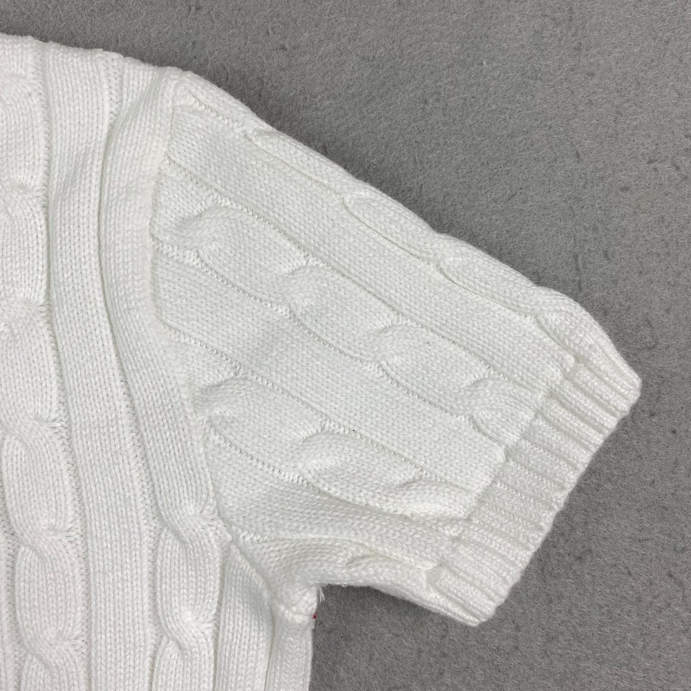 Polo Ralph Lauren Womens Cable Knit Short Sleeve Sweater White XS Preppy pony - Picture 5 of 16